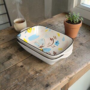 2x Ceramic Casserole Baking Dishes With Handles
